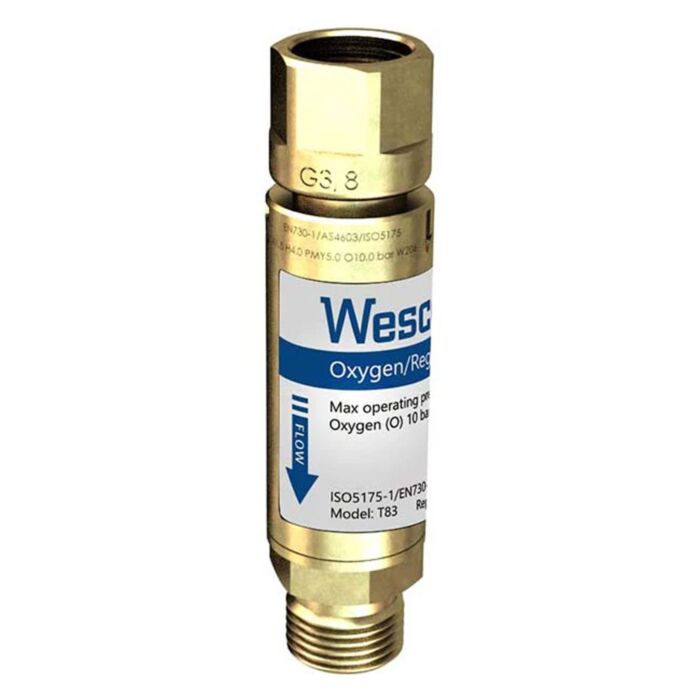 Wescol Type 83 (T83) Regulator Mounted Oxygen Flashback Arrestor