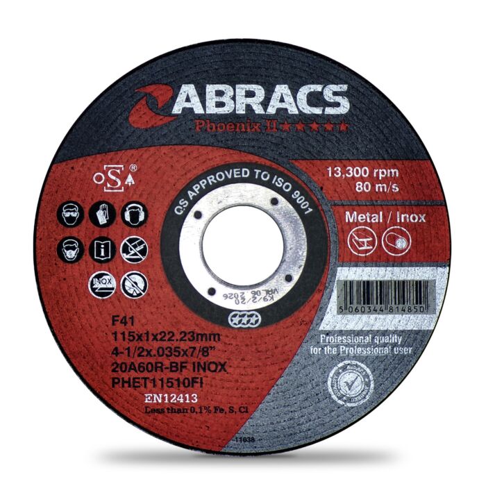 Abracs Phoenix II 4.5" (115mm) Thin Metal Cutting Disc - Box of 50