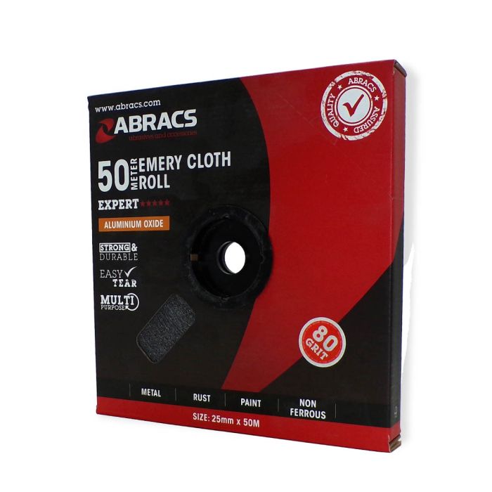 Abracs ABER2550080 Emery Cloth Roll 25mm x 50m x 80 Grit