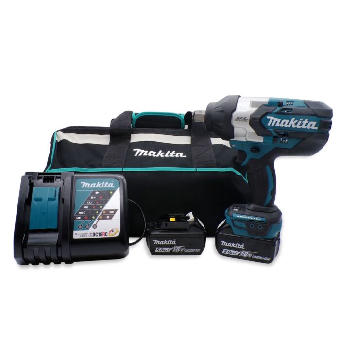 Makita 3/4" Impact Wrench Kit (DTW1001Z) – Includes 2x 5.0Ah Batteries, Charger & Tool Bag
