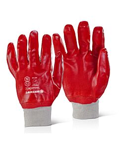 Beeswift Pvc Fully Coated Knitted Wrist Glove Red